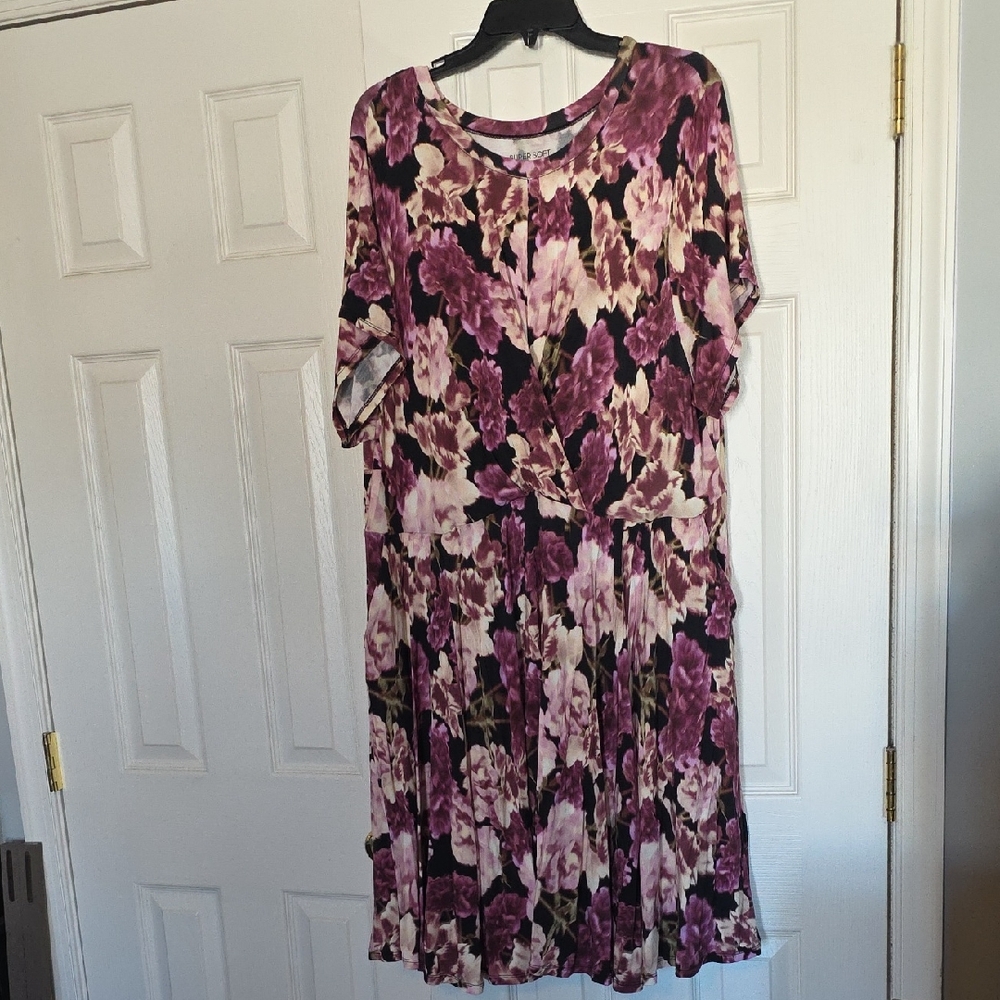 Torrid Purple and Cream Floral Midi Dress